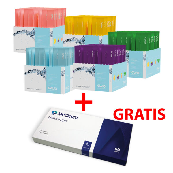 Zestaw 5 proszków KaVo PROPHYpearls proszek (80x15g) + Medicom SafeDrape chusta do osłony twarzy 50 szt. GRATIS
