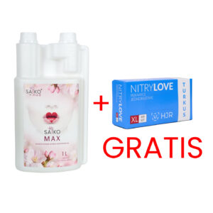 Saiko Max koncentrat do mycia i dezynfekcji 1l + HJR Nitrylove TURKUS niebieskie rękawice jednorazowe 100 szt. GRATIS